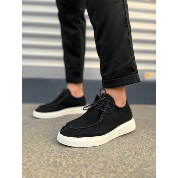 JY170 Tornado Bağcıklı Süet Erkek Günlük Spor Klasik Ayakkabı SBT - Siyah