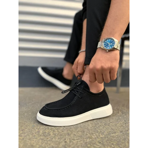 JY170 Tornado Bağcıklı Süet Erkek Günlük Spor Klasik Ayakkabı SBT - Siyah