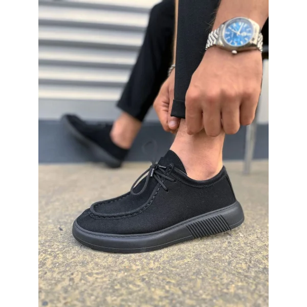 JY170 Tornado Bağcıklı Süet Erkek Günlük Spor Klasik Ayakkabı SST - Siyah