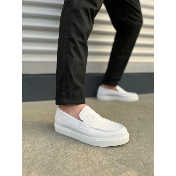 JY180 Estilo X Bağcıksız Cilt Erkek Günlük Spor Klasik Ayakkabı CBT - Beyaz