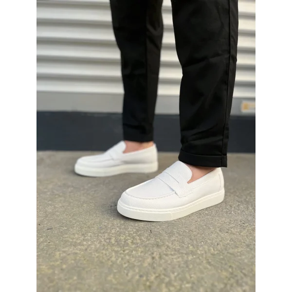 JY180 Estilo X Bağcıksız Cilt Erkek Günlük Spor Klasik Ayakkabı CBT - Beyaz
