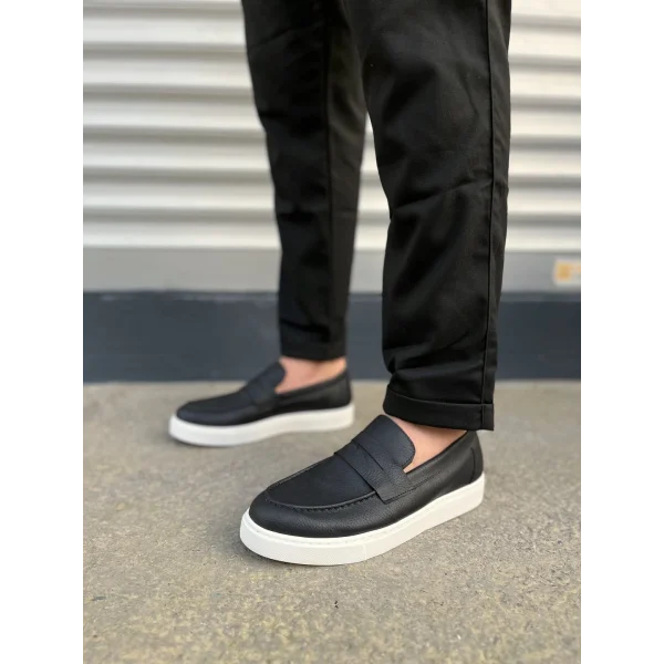 JY180 Estilo X Bağcıksız Cilt Erkek Günlük Spor Klasik Ayakkabı CBT - Siyah