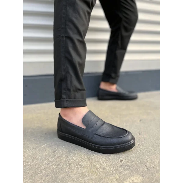 JY180 Estilo X Bağcıksız Cilt Erkek Günlük Spor Klasik Ayakkabı CST - Siyah