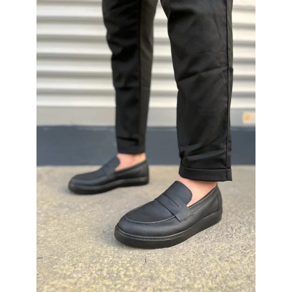 JY180 Estilo X Bağcıksız Cilt Erkek Günlük Spor Klasik Ayakkabı CST - Siyah