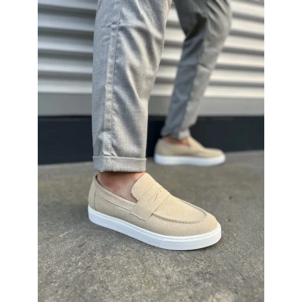 JY180 Estilo X Bağcıksız Süet Erkek Günlük Spor Klasik Ayakkabı SBT - Krem