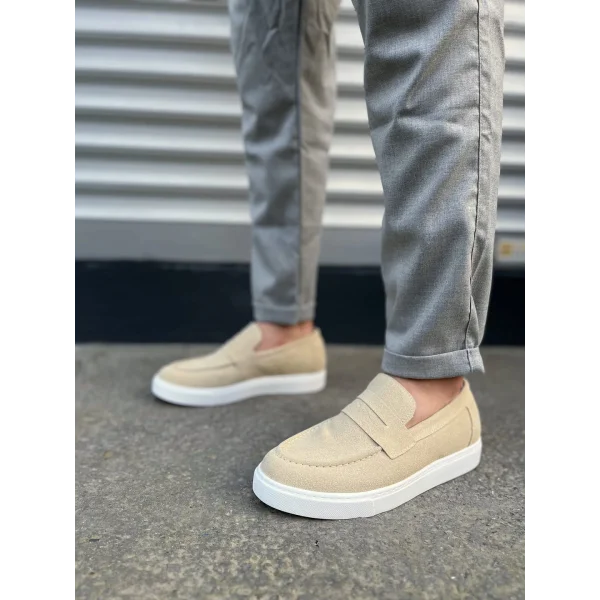 JY180 Estilo X Bağcıksız Süet Erkek Günlük Spor Klasik Ayakkabı SBT - Krem