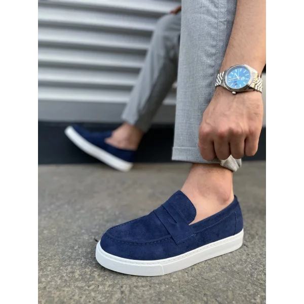 JY180 Estilo X Bağcıksız Süet Erkek Günlük Spor Klasik Ayakkabı SBT - Lacivert