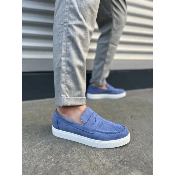 JY180 Estilo X Bağcıksız Süet Erkek Günlük Spor Klasik Ayakkabı SBT - Mavi