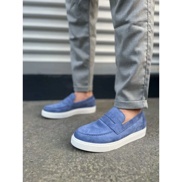 JY180 Estilo X Bağcıksız Süet Erkek Günlük Spor Klasik Ayakkabı SBT - Mavi