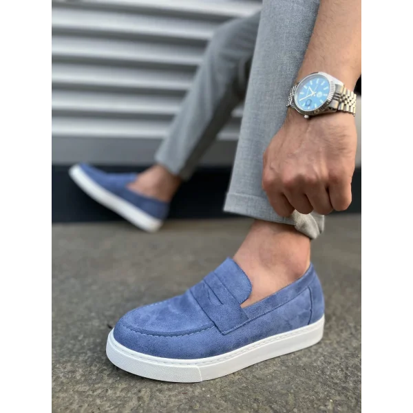 JY180 Estilo X Bağcıksız Süet Erkek Günlük Spor Klasik Ayakkabı SBT - Mavi