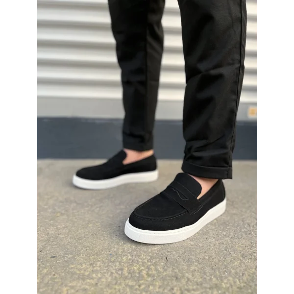 JY180 Estilo X Bağcıksız Süet Erkek Günlük Spor Klasik Ayakkabı SBT - Siyah