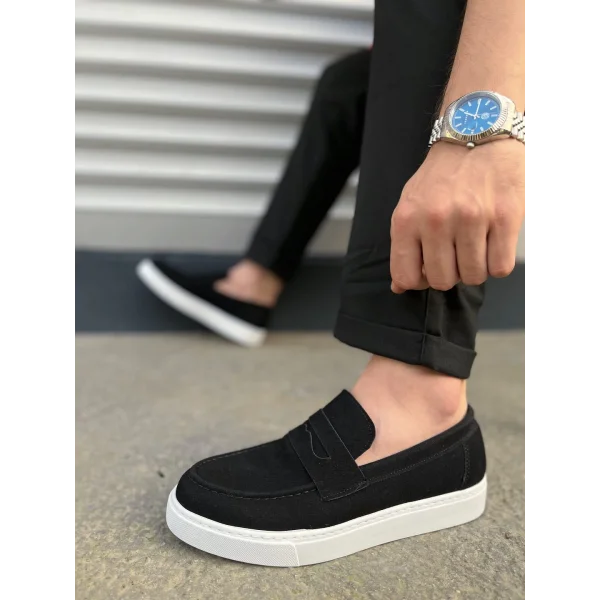 JY180 Estilo X Bağcıksız Süet Erkek Günlük Spor Klasik Ayakkabı SBT - Siyah