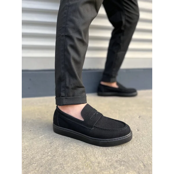 JY180 Estilo X Bağcıksız Süet Erkek Günlük Spor Klasik Ayakkabı SST - Siyah