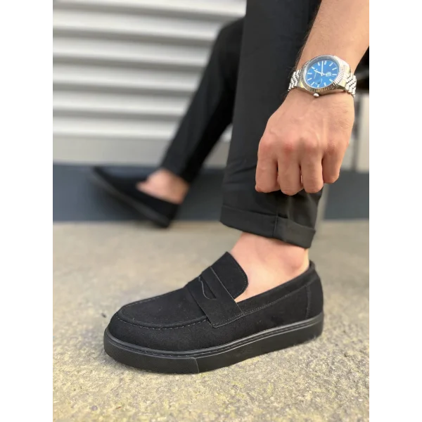 JY180 Estilo X Bağcıksız Süet Erkek Günlük Spor Klasik Ayakkabı SST - Siyah