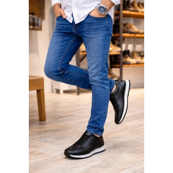 JY2402 Berts Bağcıklı Hakiki Deri  Erkek Günlük Klasik Ayakkabı DBT - Siyah