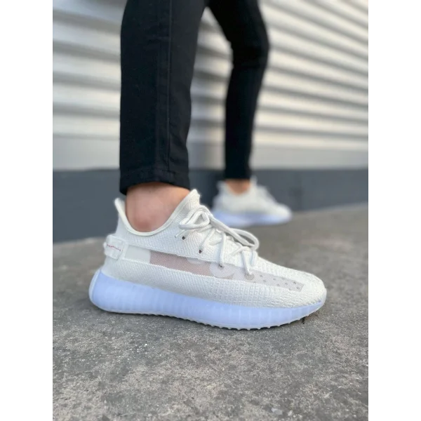 JY305 Pulse Bağcıklı Triko Kumaş Erkek Günlük Spor Ayakkabı TBT - Beyaz