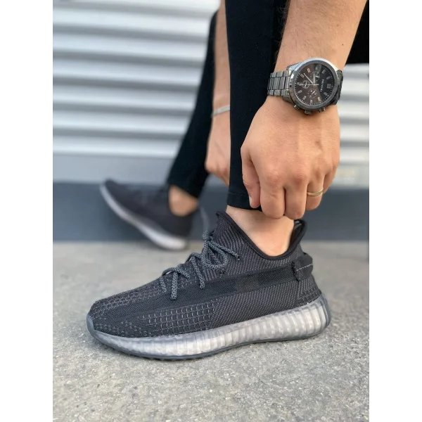 JY305 Pulse Bağcıklı Triko Kumaş Erkek Günlük Spor Ayakkabı TBT - Siyah