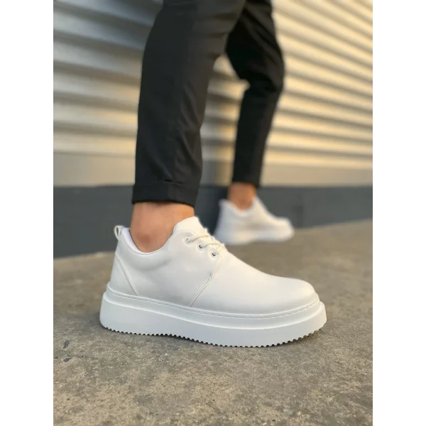 JY03 Luxor Bağcıklı Cilt Erkek Günlük Spor Klasik Ayakkabı CBT - Beyaz