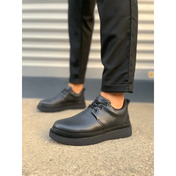 JY03 Luxor Bağcıklı Cilt Erkek Günlük Spor Klasik Ayakkabı CST - Siyah