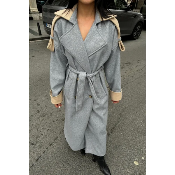 KABAN  YAKA VE ANŞET  BEJ RENKİ  Gri