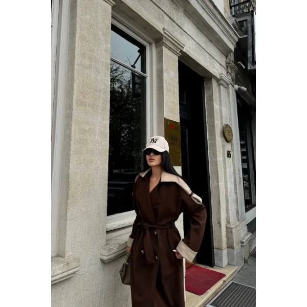 KABAN  YAKA VE ANŞET BEJ RENKİ  Kahverengi