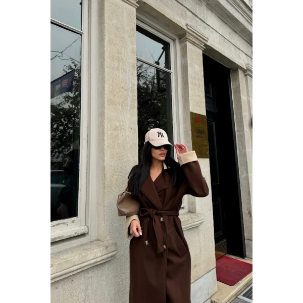 KABAN  YAKA VE ANŞET BEJ RENKİ  Kahverengi