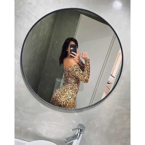 Kadın adonna endil Yaka eopar Desen ini Elbise