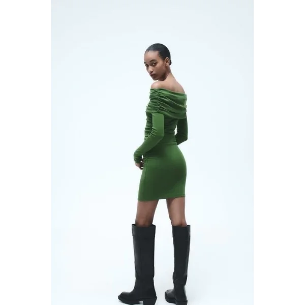 Kadın adonna endil Yaka Fırsat ürün Büzgülü ini Elbise