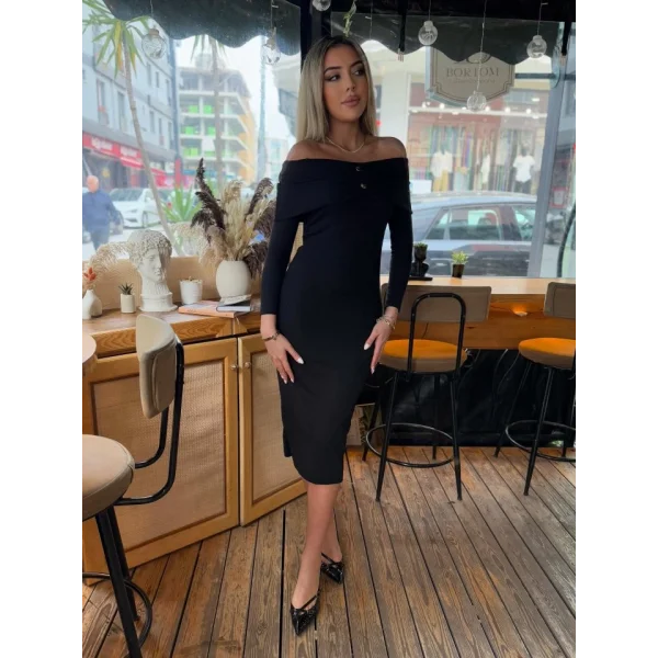 Kadın adonna Yaka Düğme Detay Fırsat ürün idi Boy Elbise