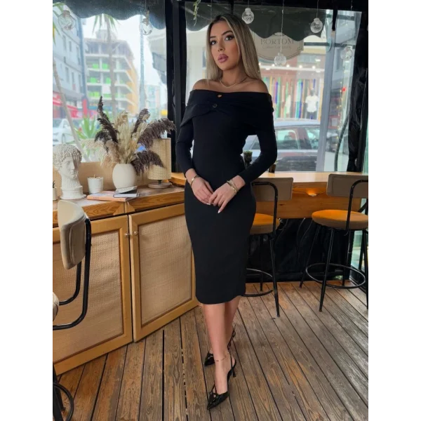 Kadın adonna Yaka Düğme Detay Fırsat ürün idi Boy Elbise