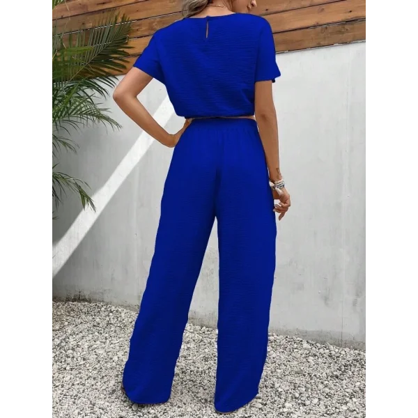 Kadın Aerobin Kumaş Bel Lastik Detaylı Pantolonlu Takım