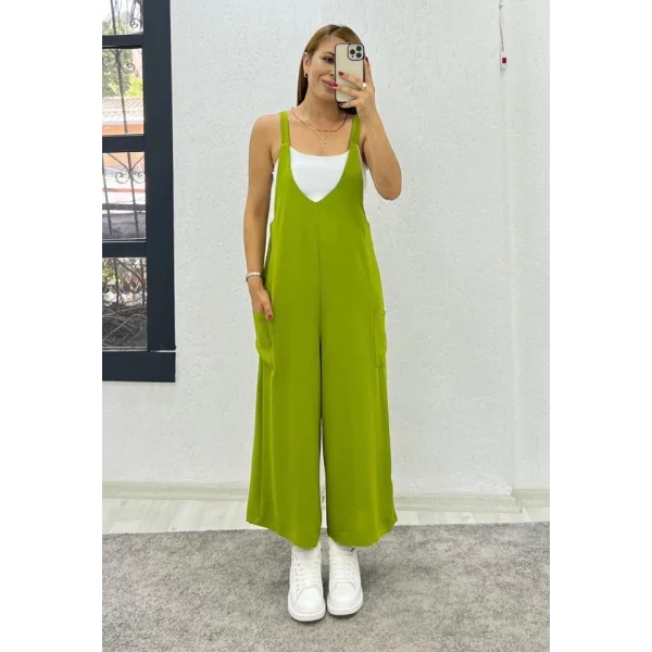 Kadın Aerobin Kumaş Cepli Tulum