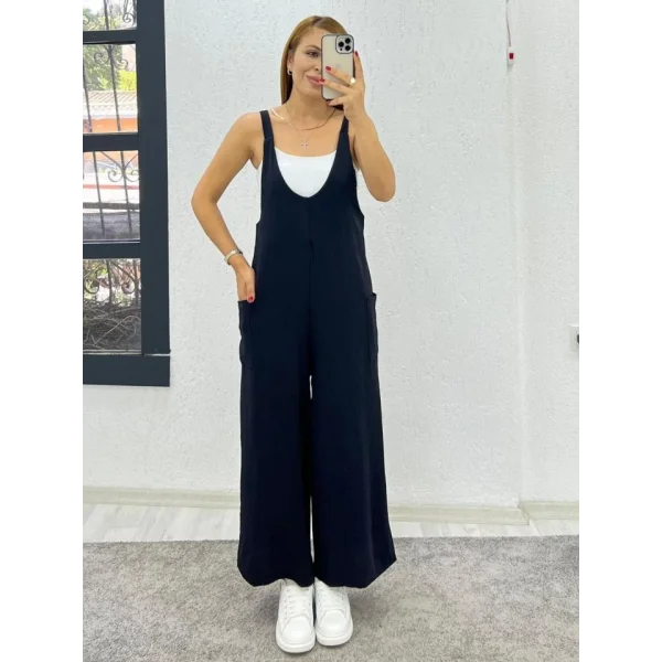 Kadın Aerobin Kumaş Cepli Tulum