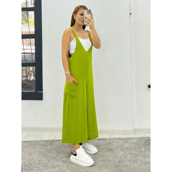 Kadın Aerobin Kumaş Cepli Tulum