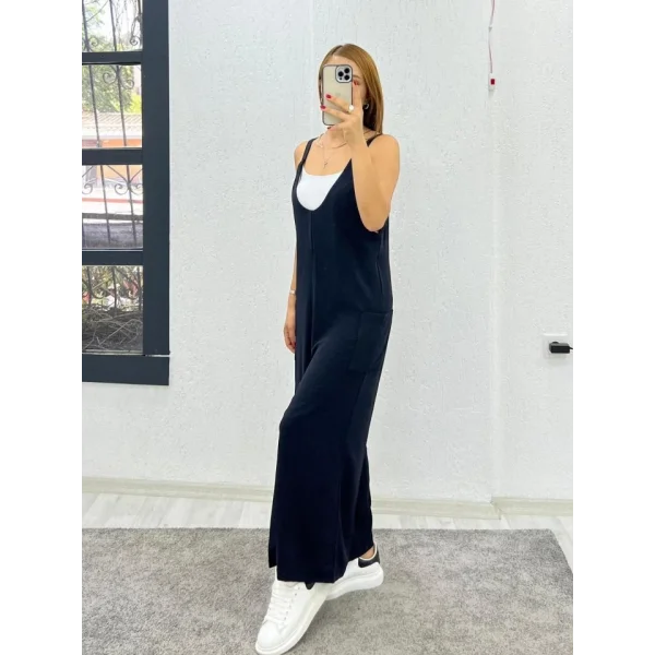 Kadın Aerobin Kumaş Cepli Tulum