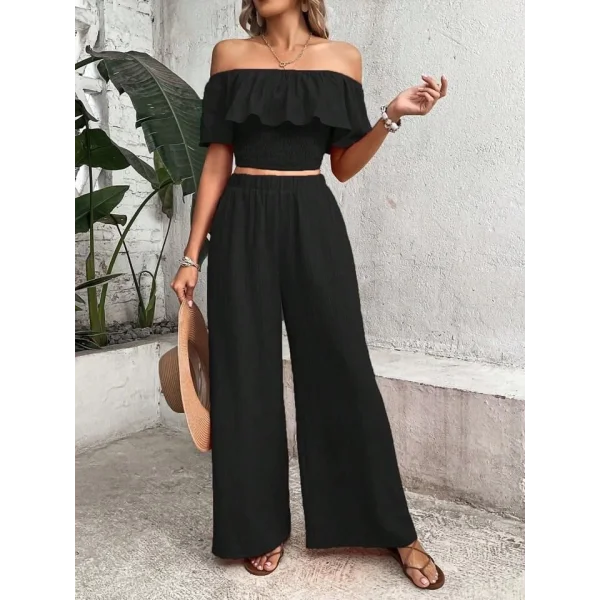 Kadın Aerobin Kumaş Fırfır Detaylı Madonna Yaka Takım