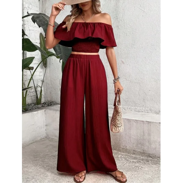 Kadın Aerobin Kumaş Fırfır Detaylı Madonna Yaka Takım