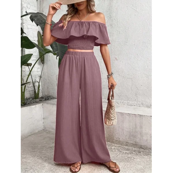 Kadın Aerobin Kumaş Fırfır Detaylı Madonna Yaka Takım