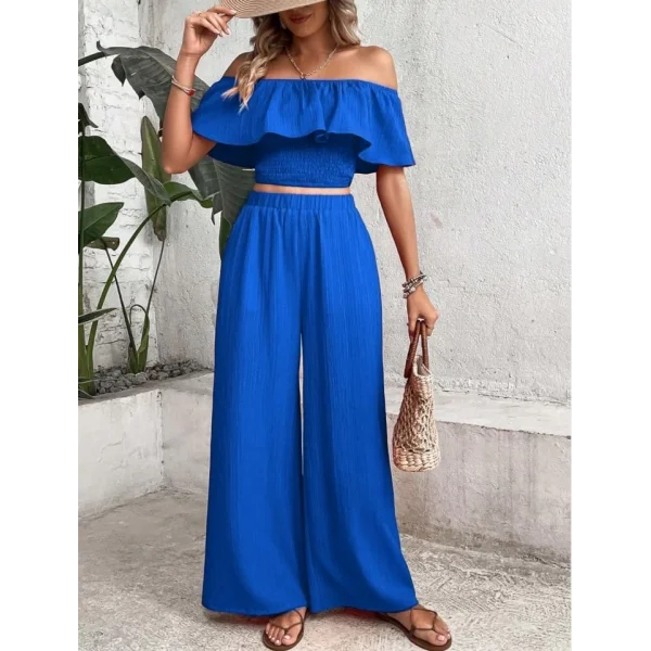 Kadın Aerobin Kumaş Fırfır Detaylı Madonna Yaka Takım