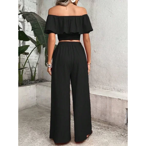 Kadın Aerobin Kumaş Fırfır Detaylı Madonna Yaka Takım