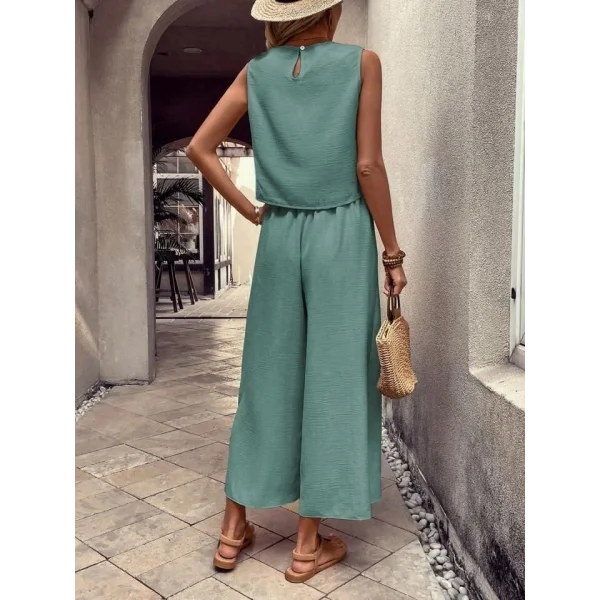 Kadın Aerobin Kumaş Geniş Paça Pantolonlu Takım