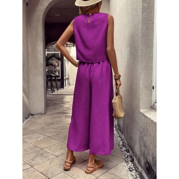 Kadın Aerobin Kumaş Geniş Paça Pantolonlu Takım