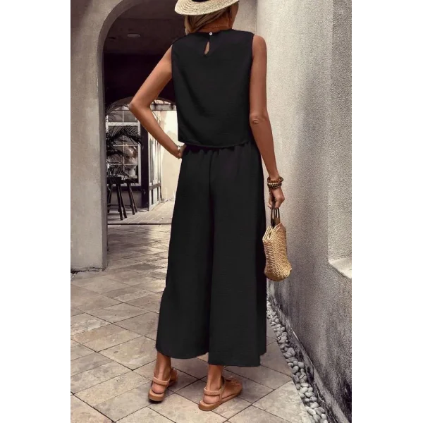 Kadın Aerobin Kumaş Geniş Paça Pantolonlu Takım