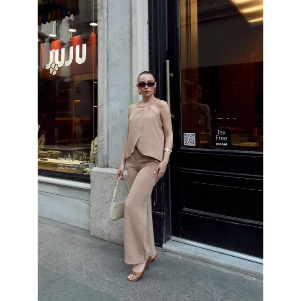 Kadın Aerobin Kumaş Kruvaze Takım