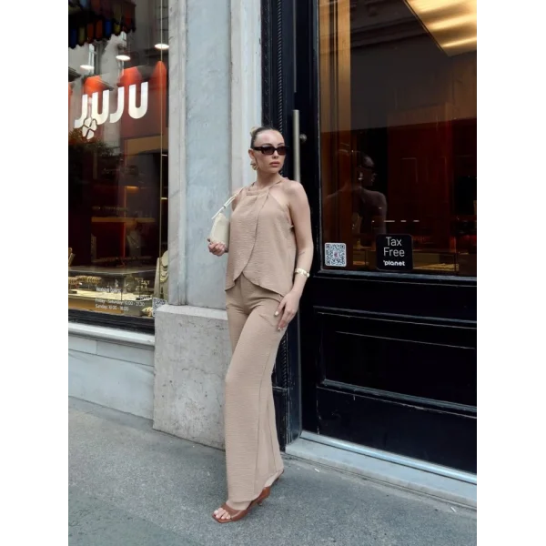 Kadın Aerobin Kumaş Kruvaze Takım