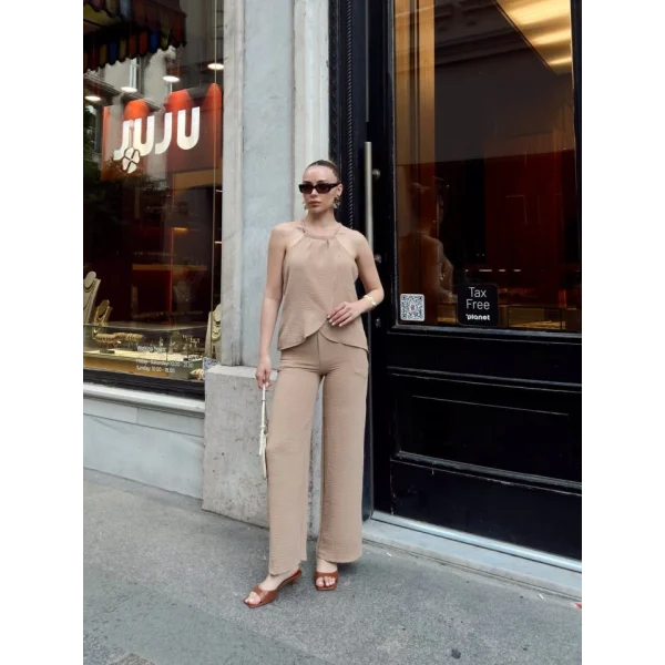 Kadın Aerobin Kumaş Kruvaze Takım