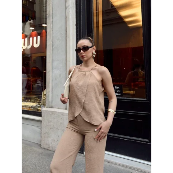 Kadın Aerobin Kumaş Kruvaze Takım