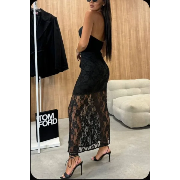 Kadın andy Kumaş Dantel Detaylı Etek