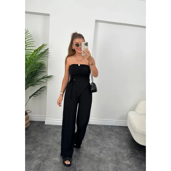 Kadın andy Kumaş tarplez Bluz Ve Palazzo Pantolon Ikili Takım