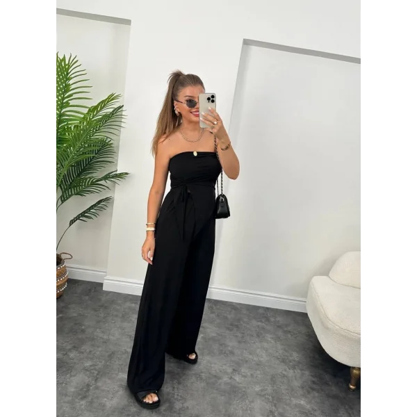 Kadın andy Kumaş tarplez Bluz Ve Palazzo Pantolon Ikili Takım